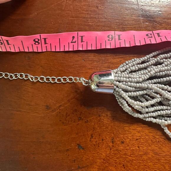 Purple grey chunky beaded necklace Multi strand Beads Statement Silver tone - Picture 6 of 8